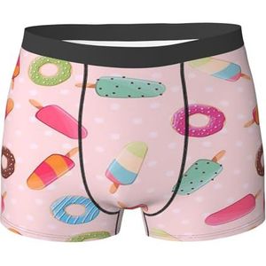 ZJYAGZX Veel gekleurde ijsjes print heren boxershorts Trunks ondergoed vochtafvoerend herenondergoed ademend, Zwart, L