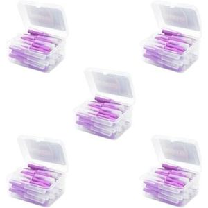 5 Set Van 40 Stuks Interdentale Borstel Hoofd Tanden Borstels Handheld Indoor Mondhygiëne Tool Huishoudelijke Reizen Vakantie Paars 1.2-1.5mm