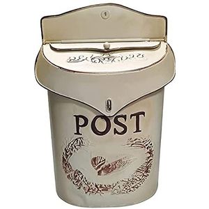 Veilige aan de muur gemonte erde brievenbus Wandbrievenbus, metalen afsluitbare brievenbus, suggestiebox for brievenbus, vintage ijzeren kunst, landhuis, buitenhuisdecoratie(White)