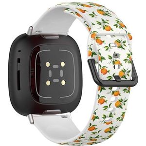 Zachte sportband compatibel met Fitbit Sense / Sense 2 / Versa 4 / Versa 3 (Orange Fruits Flowers) siliconen armband accessoire