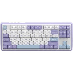 QPSJXN AK870 RGB Mechanisch toetsenbord, tri-mode, draadloos, Bluetooth, 2,4 GHz, USB bedraad 87, Hot Swap tegen pc-laptop (Purple-Maillard-MOA)