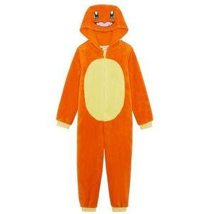Pokemon Onesie Jongens | Kinderpyjama Pikachu Geel 3D Oren All In One Outfit | Gamer Merchandise, Charmander, 3-4 jaar