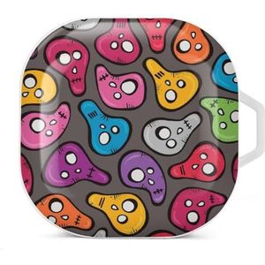 Grappig gekleurde schedels oordopjes hoesje compatibel met Samsung hard shell beschermhoes witte stijl