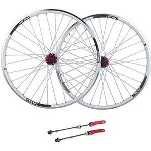 ZECHAO 26-inch mountainbike wielen, dubbele muurrand aluminium legering V-Brake Disc Rem verzegelde lagers compatibel 8/9/10 snelheid (Color : White, Size : 26inch)