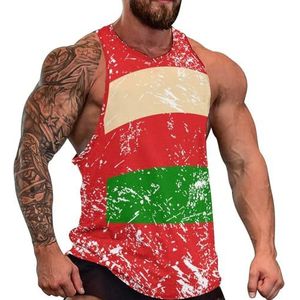 Oman Retro vlag heren tanktop grafische mouwloze bodybuilding T-shirts casual strand T-shirt grappige sportschool spier