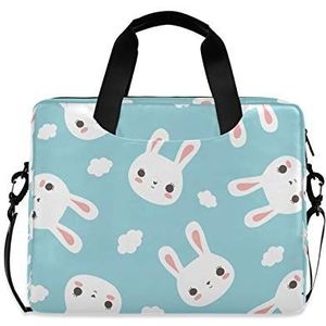 OOWOW Laptoptas voor Vrouwen Mannen Leuke Konijn Wolk Patroon Lichtgewicht Aktetas 14 15.6 16 inch Laptop Sleeve Case Computer Schouder Messenger Bag, Meerkleurig, OneSize