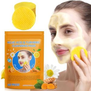 Kojiszuur en kurkuma wattenstaafjes, 40 stuks kurkuma koji-pads, kurkuma reinigingspads voor donkere vlekken, kurkuma-doekjes voor gezicht, kurkuma en peeling-pads