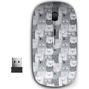 2.4G Ergonomische draagbare USB draadloze muis voor pc, laptop, computer, notebook met nano-ontvanger (grappige grijze katten schattig)