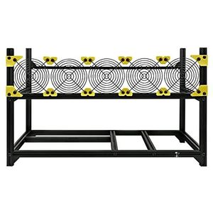 Aluminium 6GPU Stackable Mijnbouw Case Rig Open Air Frame Voor ETH/ETC/ZCash (Zwart zonder ventilatoren)