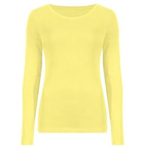 Hamishkane Dames lange mouw ronde hals effen casual basic stretchy getailleerd dames T-shirt top, Geel, 46-48