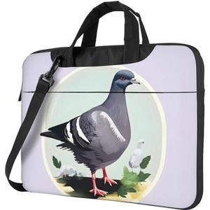 Een paarse pruimenvlinder ultradunne laptoptas, laptoptassen voor bedrijven, geniet van een probleemloze en stijlvolle reis, Print grijze duif, 14 inch