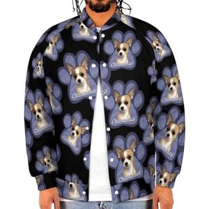 Chihuahua Dog Paw grappig heren honkbaljack bedrukte jas zacht sweatshirt voor lente herfst