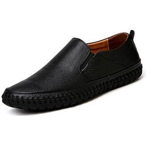 Men's Casual Leather Loafers Slip-On Dress Shoes Driving Walking Shoes Brown Loafers Men(Color:Black,Size:EU 43)