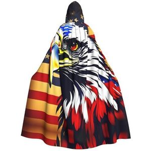 MDATT Mannen Hooded Mantel, Vrouwen Robe Halloween Kostuum, Volwassen Cape Outfit Carnaval Fancy Dress Cosplay, Amerikaanse Vlag Fire Eagle