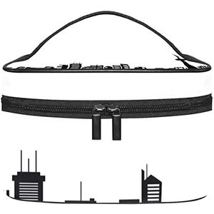 Canadese Toronto zwart wit make-up organizer tas, reizen make-up tas organizer case draagbare cosmetische tas voor vrouwen en meisjes toiletartikelen, Meerkleurig, 22.5x15x13.8cm/8.9x5.9x5.4in