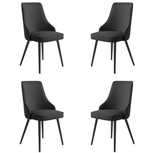GEIRONV Woonkamer Zij stoelen Set van 4, zwarte benen lounge teller stoelen Pu Lederen waterdichte keuken eetkamerstoelen Eetstoelen (Color : Black, Size : Black feet)