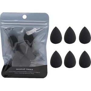 6 stuks mini make-up spons, zwarte kleine schoonheid spons blender set voor foundation, poeder, concealer highlight, en oogschaduw make-up blenders en sponzen