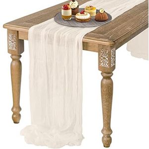 Teksome Lange tafelloper | Rustieke Romantische Sheer Tafelloper | 71x35 inch Eetdecoratie voor Keuken Koffie Eettafel Slaapkamer Thuis Woonkamer