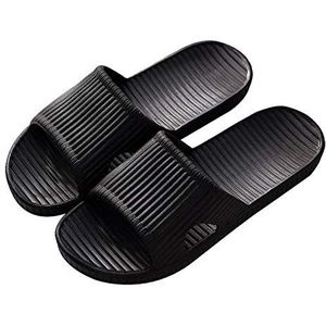 Rojeam Badslippers Uniseks Slippers voor Dames en Heren Badsandalen Zomerpantoffels Douche Schoenen, Zwart, 35/36 EU