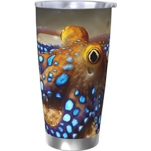 KHiry 20 oz beker met deksel 50 ml roestvrijstalen beker blauwe ring octopus geïsoleerde bekers reismok vacuüm beker voor reizen herbruikbare auto beker koffie mok voor werk drinken beker