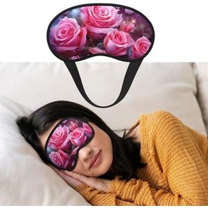 Roze oogmasker met roos en vlinders om te slapen, zachte satijnen slaapschaduwhoes, blinddoek met elastische band, reizen, dutje, verduisterende oogschaduwhoes voor vrouwen en mannen