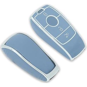 Sleutelbehuizing houder TPU Sleutel Case Klep Type Autosleutel Case Voor E320 E300 E200 19 ACES Klasse Alle 20 Sleutelbehuizing(Blue silver)
