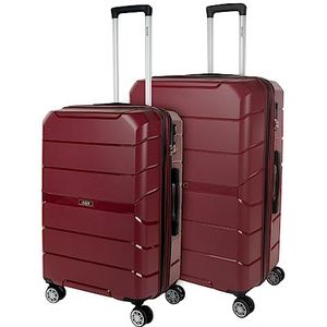 JASLEN - Koffer Set - Koffers Set - Stevige kofferset 3 stuks - Reiskoffer Set. Set van 3 Trolley koffers (Handbagage Koffer, Middelgrote koffer en Grote Koffer). Kofferset Delige. Lichtgewic, Granaat