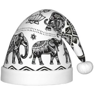 OdDdot Boheemse olifant patroon print pluche kerstmutsen, kerstmuts voor kinderen, jaren kinderen, kerstfeestgunsten
