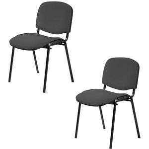 Topsit Office & More 2-delige set bezoekersstoel ISO, Comfortabele conferentiestoel, stapelbaar, met gevoerde zitting en rugleuning, CLA000006 (antraciet)