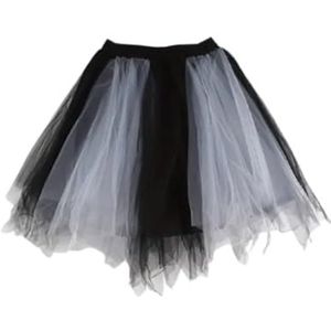 Boolavard Volwassen Vrouwen 80's Tutu Rok Gelaagde Tule Petticoat Halloween Tutu (DE/NL/SE/PL, Alfabetisch, L, XL, Regular, Regular, Zwart Wit)