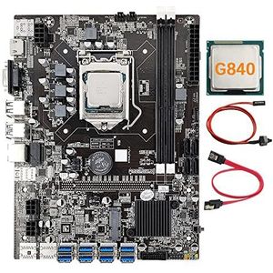 AMIUHOUN B75 8 Card BTC Mijnbouw Moederbord+G840 CPU+-kabel+Schakelaar Kabel 8XUSB3.0 naar PClE 1X Slot LGA1155 DDR3 MSATA ETH