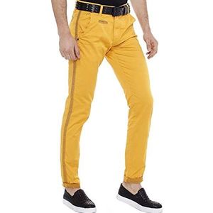 Cipo & Baxx Heren chino broek broek vrijetijdsbroek katoen jeans broek, geel, 30