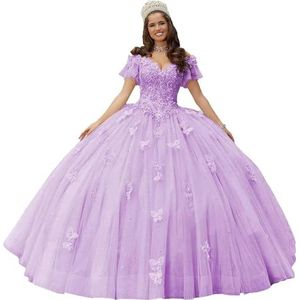 Fuomomo - MT052 - Quinceanera Jurk - Lila - Schoudervrij - Baljurk