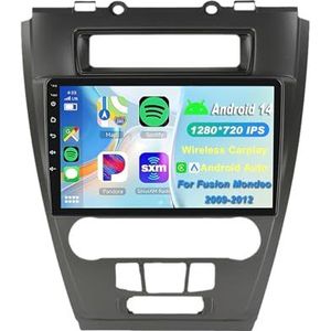 Android 15 2 Din Autoradio 9in Auto Stereo voor Fusion Mondeo 2009-2012 met Draadloze Carplay Android Auto Bluetooth GPS Navigatie FM Radio WIFI Stuurwielbediening(W-3(2G+32G))