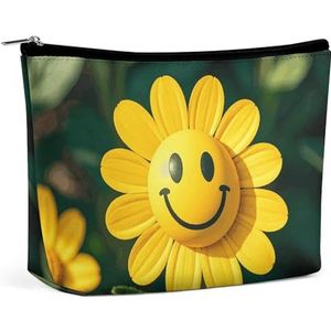 GHBNK Make-up tassen voor vrouwen draagbare cosmetische tas gele smiley bloem reizen make-up tas organisator toilettas stijl, één maat, Stijl, Eén maat