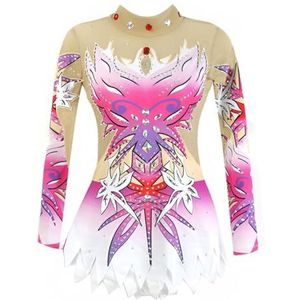 Meisjes lange mouw ritmische gymnastiek leotard, ademende wedstrijd gymnastiek body for vrouwen(4XL)