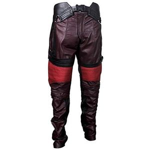 Fashion_First Mens Guardians of Galaxy 2 Star Lord Chris Pratt Peter Maroon lederen jassen en bikerbroek, Star Lord Faux lederen broek, XL