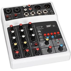 4-kanaals mixer, LED-niveau-indicator 100-240V 4-kanaals geluidsmixerbord voor dynamisch voor Gutiar(wit)