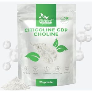 Citicoline CDP Choline Poeder 25 g | 100% Puur Nootropic zonder Additieven | Ondersteunt Focus, Geheugen & Concentratie | Veganistisch & GMO-vrij | Raw Powders