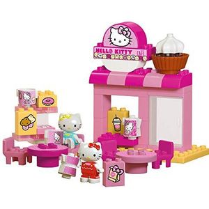 BIG 800057149 -Bloxx Hello Kitty Cafe - bouwstenen set met 45 delen inclusief 2 Hello Kitty speelfiguur, ingebouwd met bekende speelstenen voor kinderen vanaf 1,5 jaar, Meerkleurig