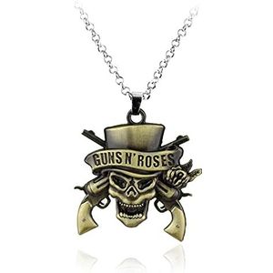 Geschenken voor mannen Rockmuziekband Guns N 'Roses Skull Death Logo Hangers Kettingen Ketting for Vrouw Man Muziekserie Sieraden (Color : 001 Bronze)