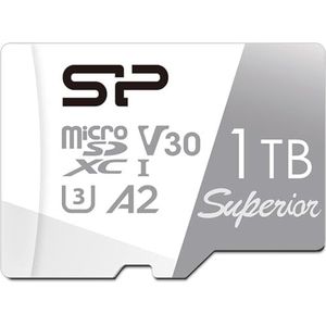 Silicon Power 1TB Superior Micro SDXC UHS-I (U3) 4K A2, High Speed MicroSD-kaart met adapter SU001TBSTXDA2V20AC