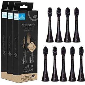 happybrush® Duurzame opzetborstels voor elektrische sonische tandenborstel Eco VIBE 3 - Zwart - 3x3 stuks