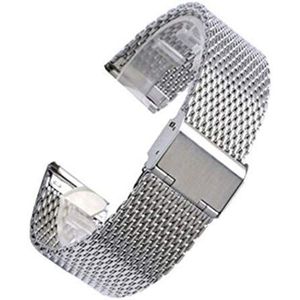 ZXF  Horlogebanden, Men Watch Band Link Bracelet Wrist Strap 20 22mm Mesh roestvrij staal Female 20mm 22mm Universal horlogeband (Band Color : Silver, Band Width : 22mm)