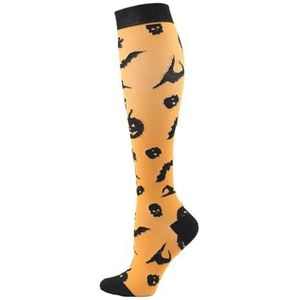 VCODWCSJO 5 Paar Tijger Patroon Skelet Halloween Nylon Sport Sokken Running Wandelen Mannen Vrouwen Spataderen Anti Vermoeidheid Lange Sokken-32170-S M