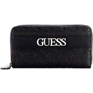 GUESS Damesportemonnee met logo en ritssluiting, gitzwart, Mini, Portemonnee