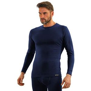 Sesto Senso Heren onderhemd lange mouwen katoen 95% thermisch ondergoed lichtgewicht functioneel T-shirt basislaag top, Donkerblauw, M