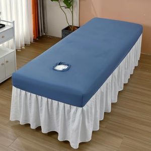 Blauw,190 * 80cm,LDLCYCN Waterdichte Massage Bed Cover Met Gezicht Gat SPA Massage Bank Beschermhoes Schoonheidsbed Hoeslaken Matrashoes Voor Tattoo Tafel Schoonheidssalon Bed Wasbaar