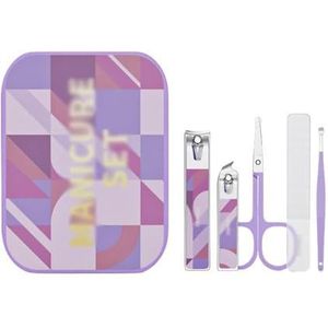 Manicureset, nagelknipperset, Set van 5 roestvrijstalen nagelknippers, manicure en pedicure, veelkleurig(Purple)