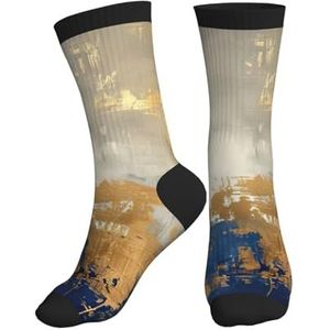 PPHGUT Goud Blauw Wit Print Volwassenen Mid Tube Sokken Ademend Sport Running Gym Training Jogging Activiteiten, Zwart, One size